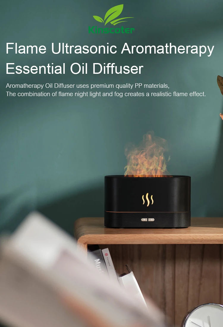Kinscoter Aroma Diffuser Air Humidifier Ultrasonic Cool Mist Maker Fogger Led Essential Oil Flame Lamp Difusor - Divine Beauty Care