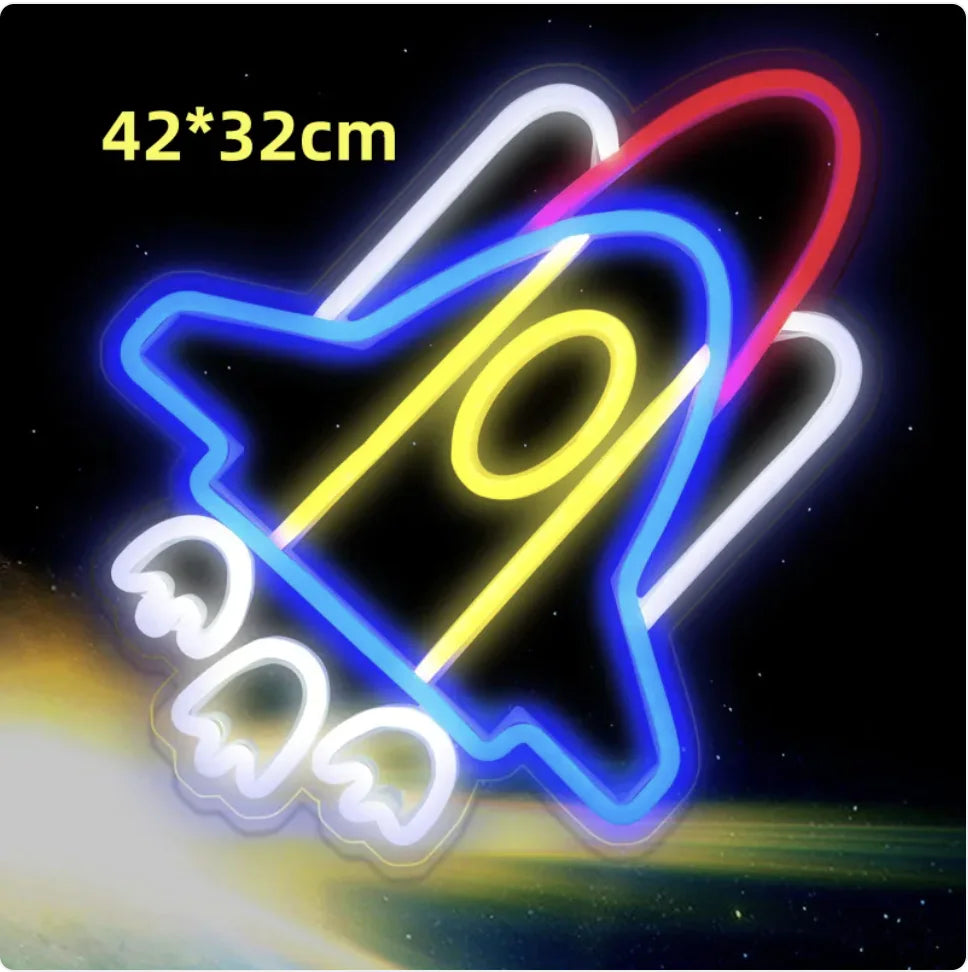 LED Neon Light Spaceman & Planet Wall Decor - Divine Beauty Care
