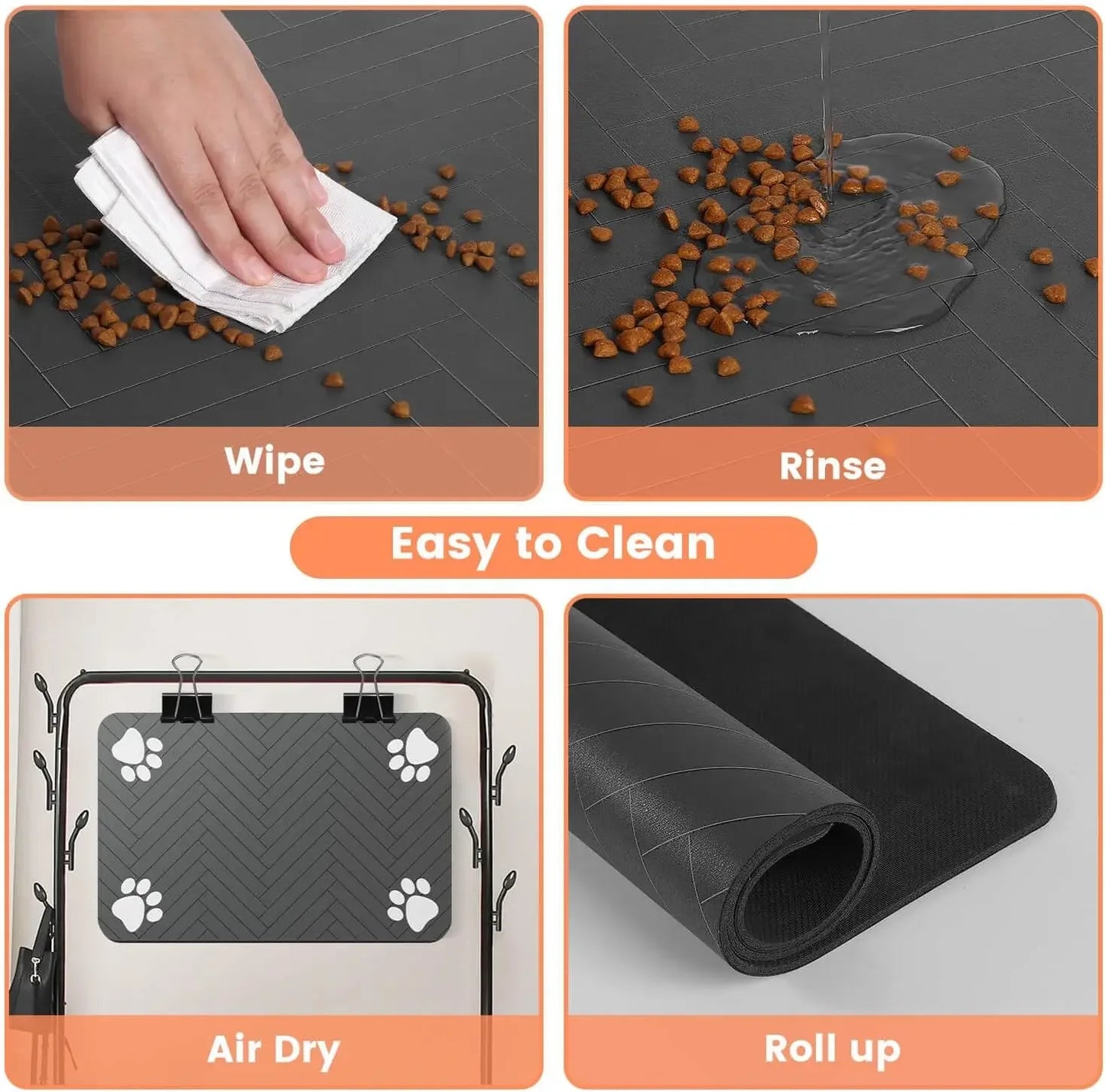 Pet Feeding Mat, Waterproof Placemat for Dog & Cat Food & Water Bowls, Quick-Dry Rubber Backing - Divine Beauty Care