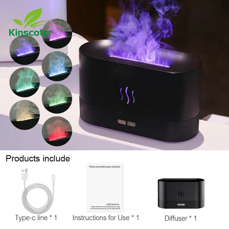 Kinscoter Aroma Diffuser Air Humidifier Ultrasonic Cool Mist Maker Fogger Led Essential Oil Flame Lamp Difusor - Divine Beauty Care