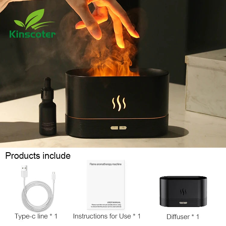 Kinscoter Aroma Diffuser Air Humidifier Ultrasonic Cool Mist Maker Fogger Led Essential Oil Flame Lamp Difusor - Divine Beauty Care