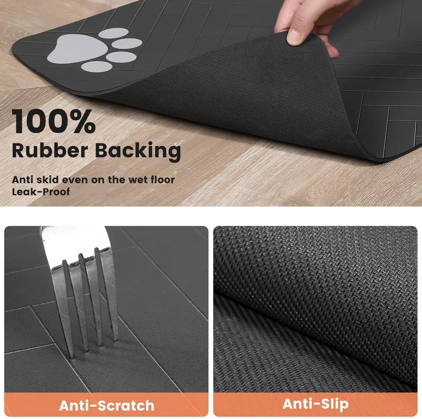 Pet Feeding Mat, Waterproof Placemat for Dog & Cat Food & Water Bowls, Quick-Dry Rubber Backing - Divine Beauty Care