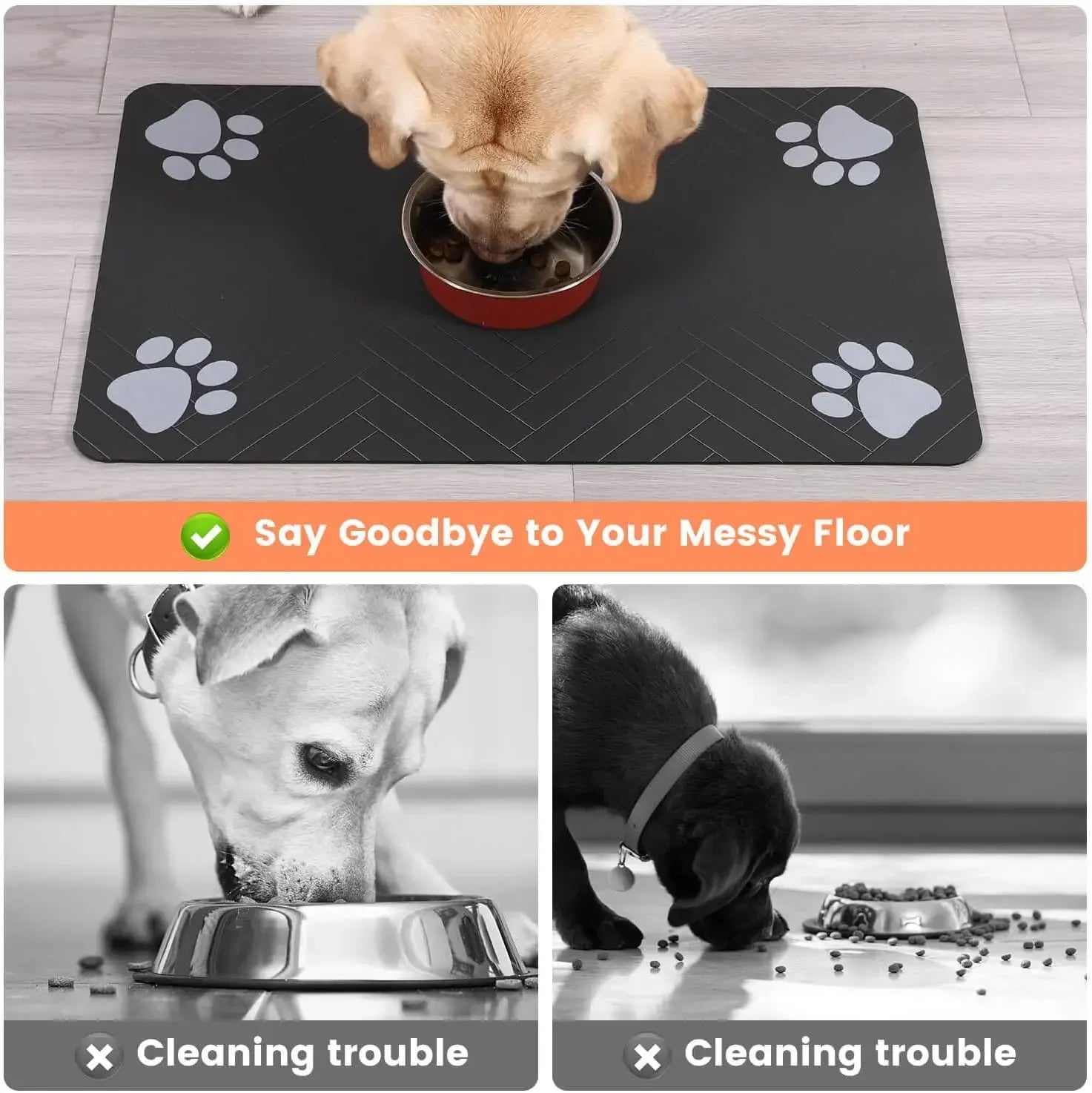 Pet Feeding Mat, Waterproof Placemat for Dog & Cat Food & Water Bowls, Quick-Dry Rubber Backing - Divine Beauty Care