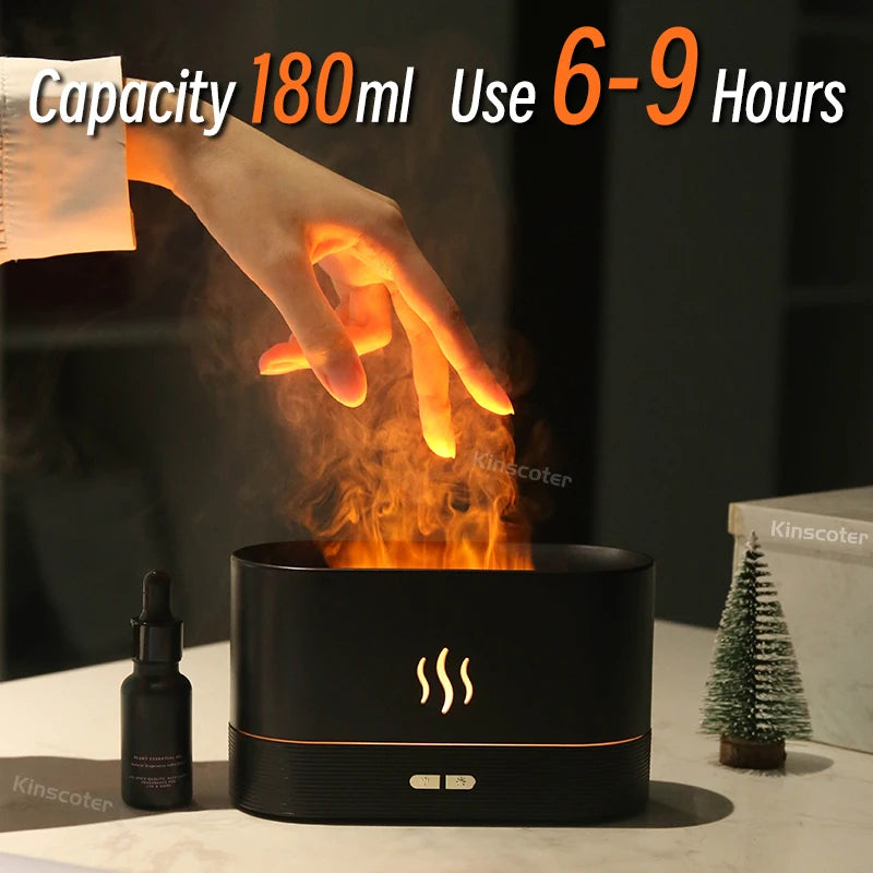 Kinscoter Aroma Diffuser Air Humidifier Ultrasonic Cool Mist Maker Fogger Led Essential Oil Flame Lamp Difusor - Divine Beauty Care
