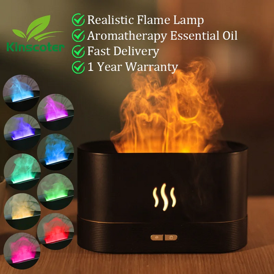 Kinscoter Aroma Diffuser Air Humidifier Ultrasonic Cool Mist Maker Fogger Led Essential Oil Flame Lamp Difusor - Divine Beauty Care