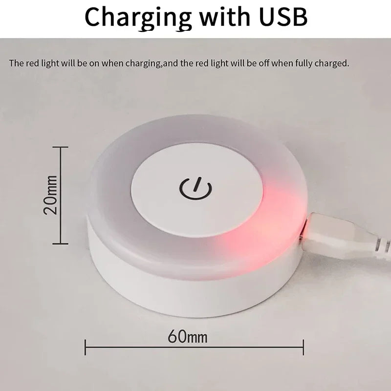 Mini LED Touch Sensor Night Lights USB Rechargeable Kitchen Bedroom Magnetic Base Wall Light Round Portable Dimming Night Lamp - Divine Beauty Care