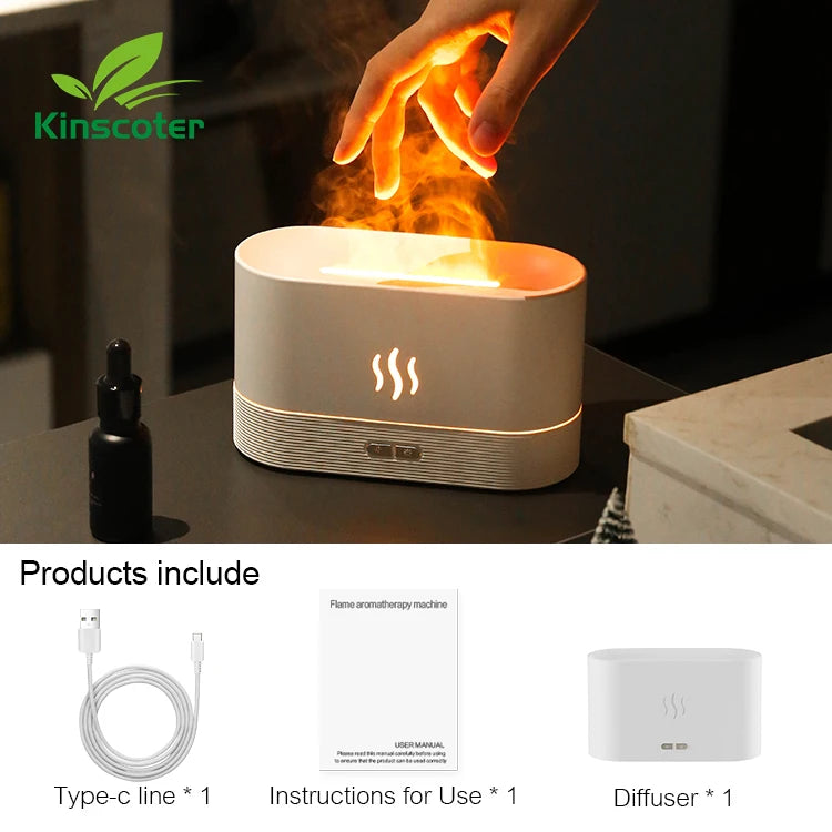 Kinscoter Aroma Diffuser Air Humidifier Ultrasonic Cool Mist Maker Fogger Led Essential Oil Flame Lamp Difusor - Divine Beauty Care