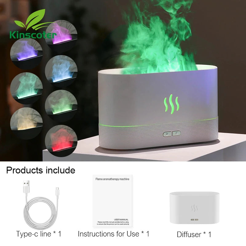 Kinscoter Aroma Diffuser Air Humidifier Ultrasonic Cool Mist Maker Fogger Led Essential Oil Flame Lamp Difusor - Divine Beauty Care
