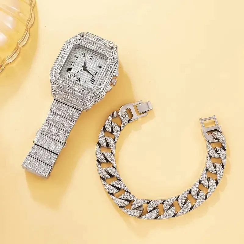 2Pcs Set Diamond Women Watches - Divine Beauty Care