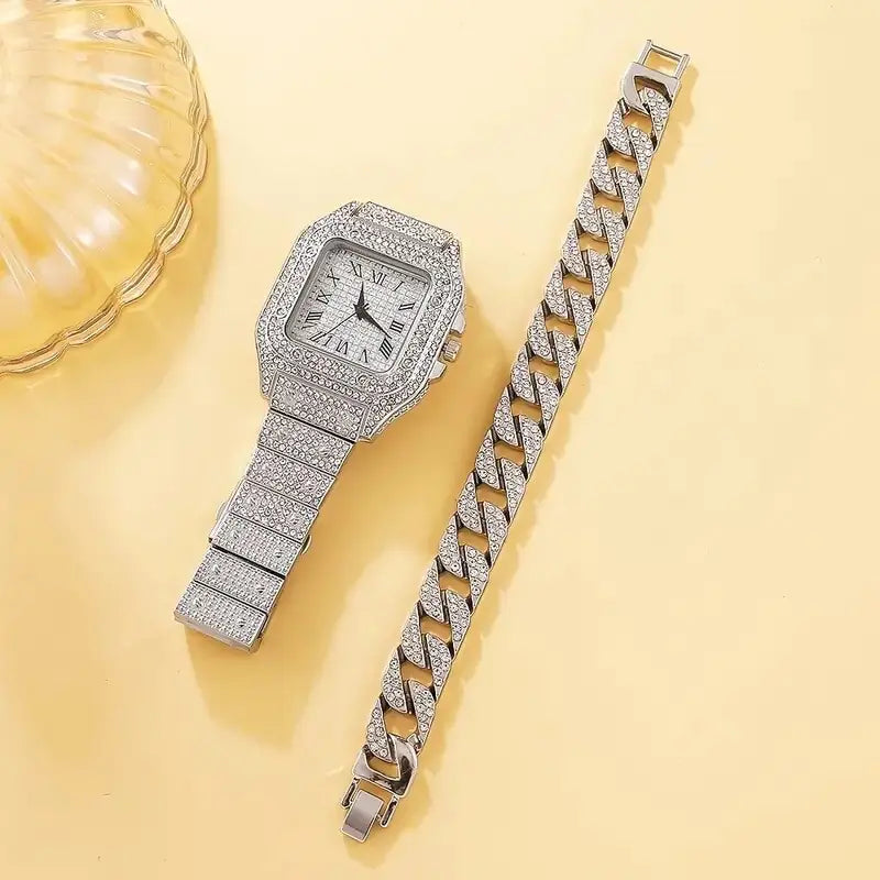 2Pcs Set Diamond Women Watches - Divine Beauty Care
