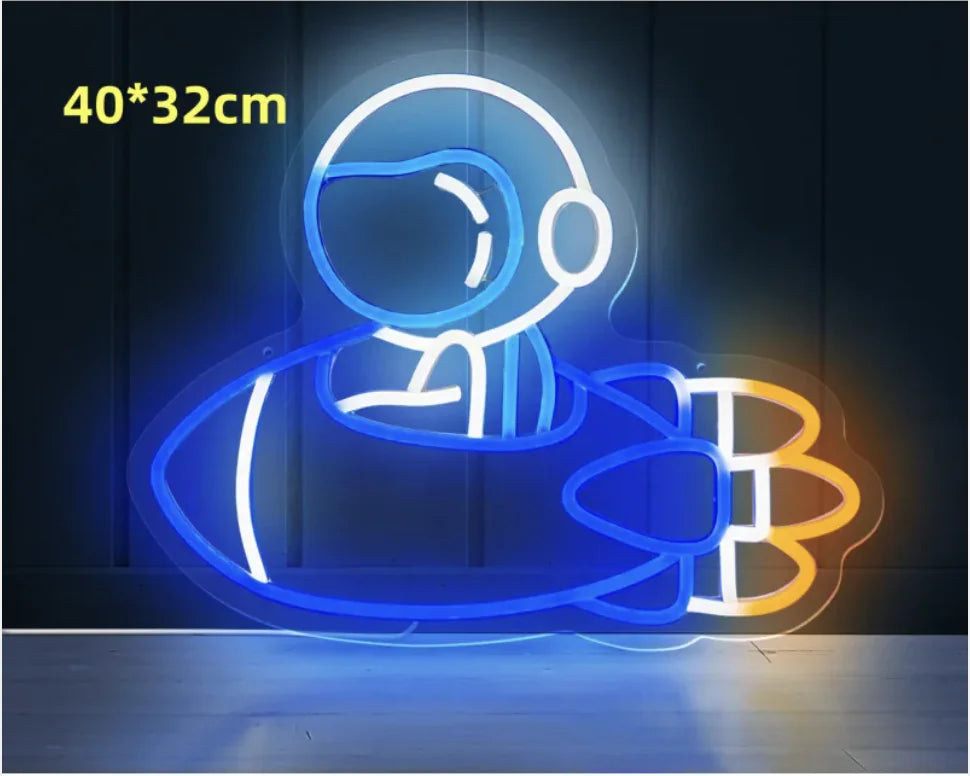 LED Neon Light Spaceman & Planet Wall Decor - Divine Beauty Care
